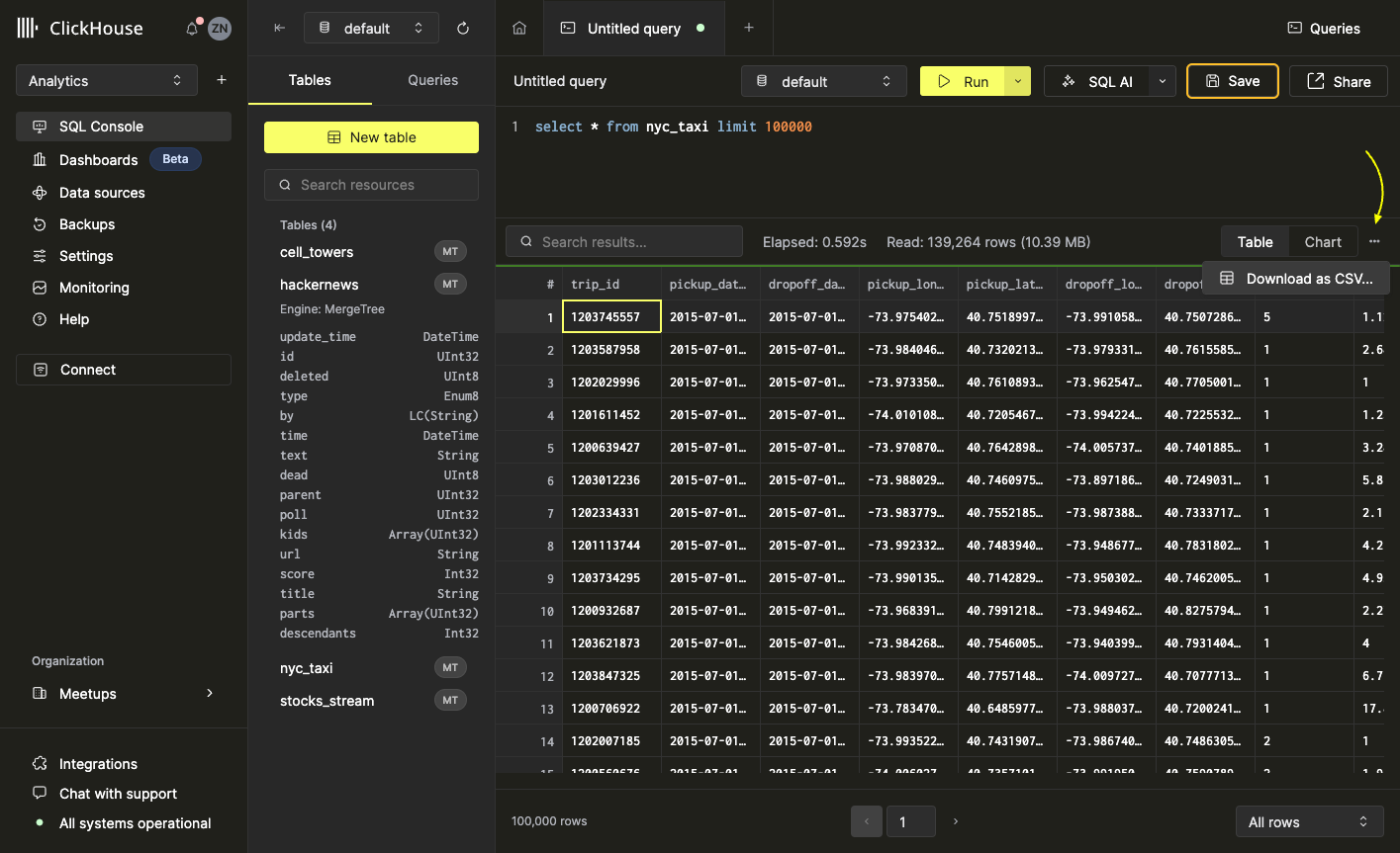 Download as CSV - Zoomed