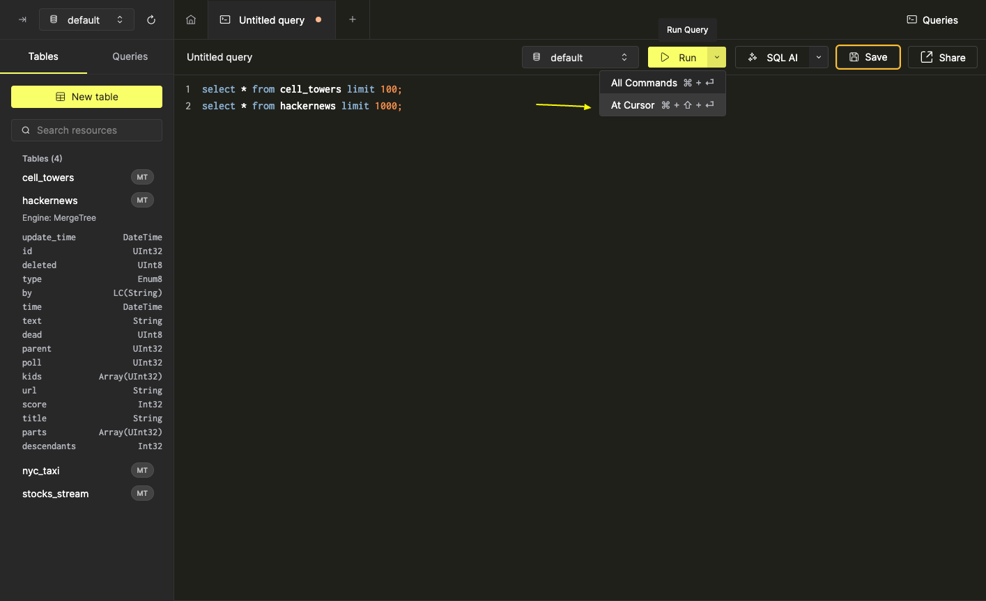 run at cursor - Zoomed