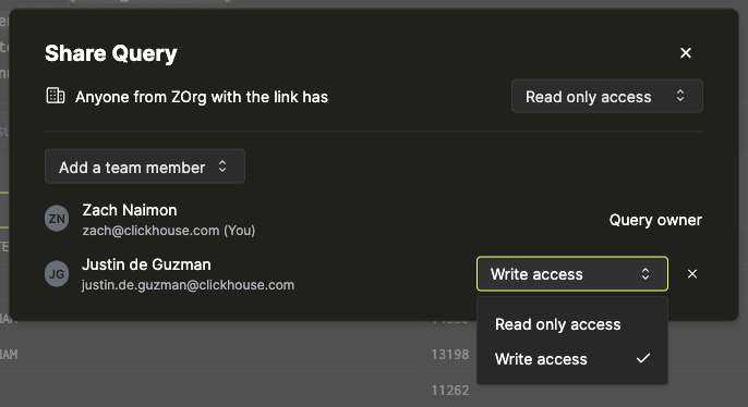 Edit team member access - Zoomed